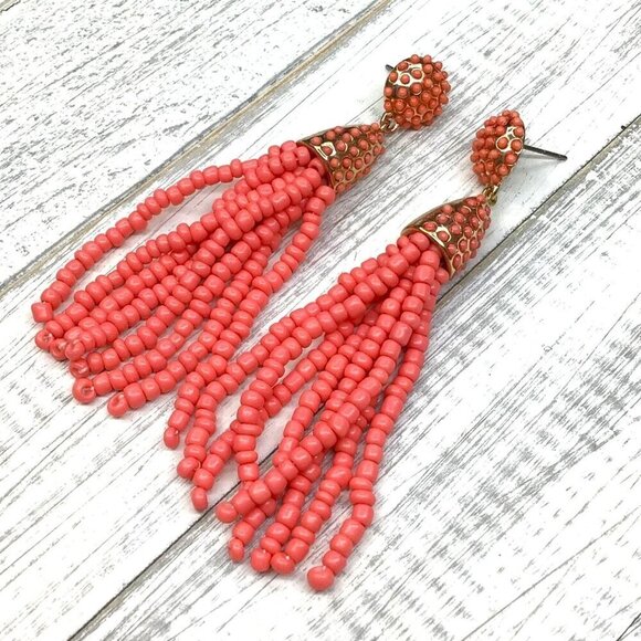 Sugarfix by Baublebar Beaded Tassel Earrings Coral Gold Tone - Picture 2 of 5